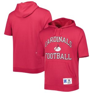 Cardinal F4982948 Arizona Cardinals Mitchell & Ness Washed Short Sleeve Pullover Hoodie